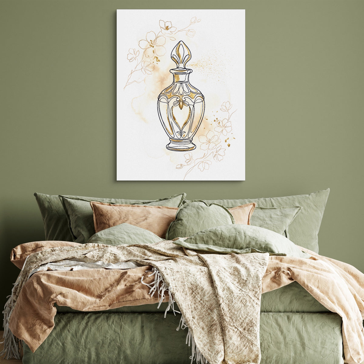 Golden Perfume Bottle — golden perfume bottle sq green bedroom 1port flush print