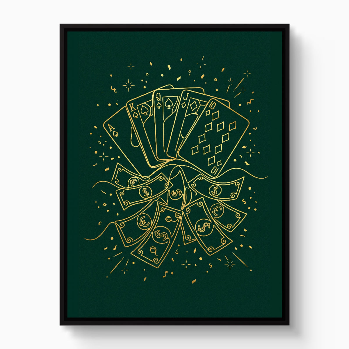 Golden Poker Riches — golden poker riches white studio framed black