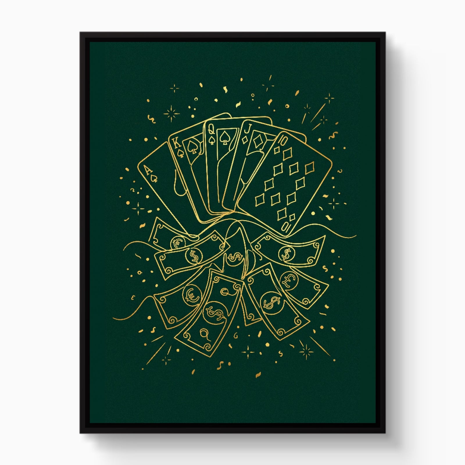 Golden Poker Riches — golden poker riches white studio framed black
