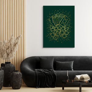 Golden Poker Riches — golden poker riches sq black couch and wood walls 1port flush print