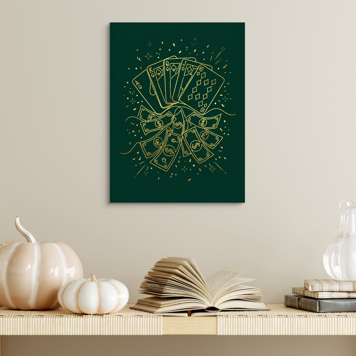 Golden Poker Riches — golden poker riches sq halloween wall 2 1port flush print