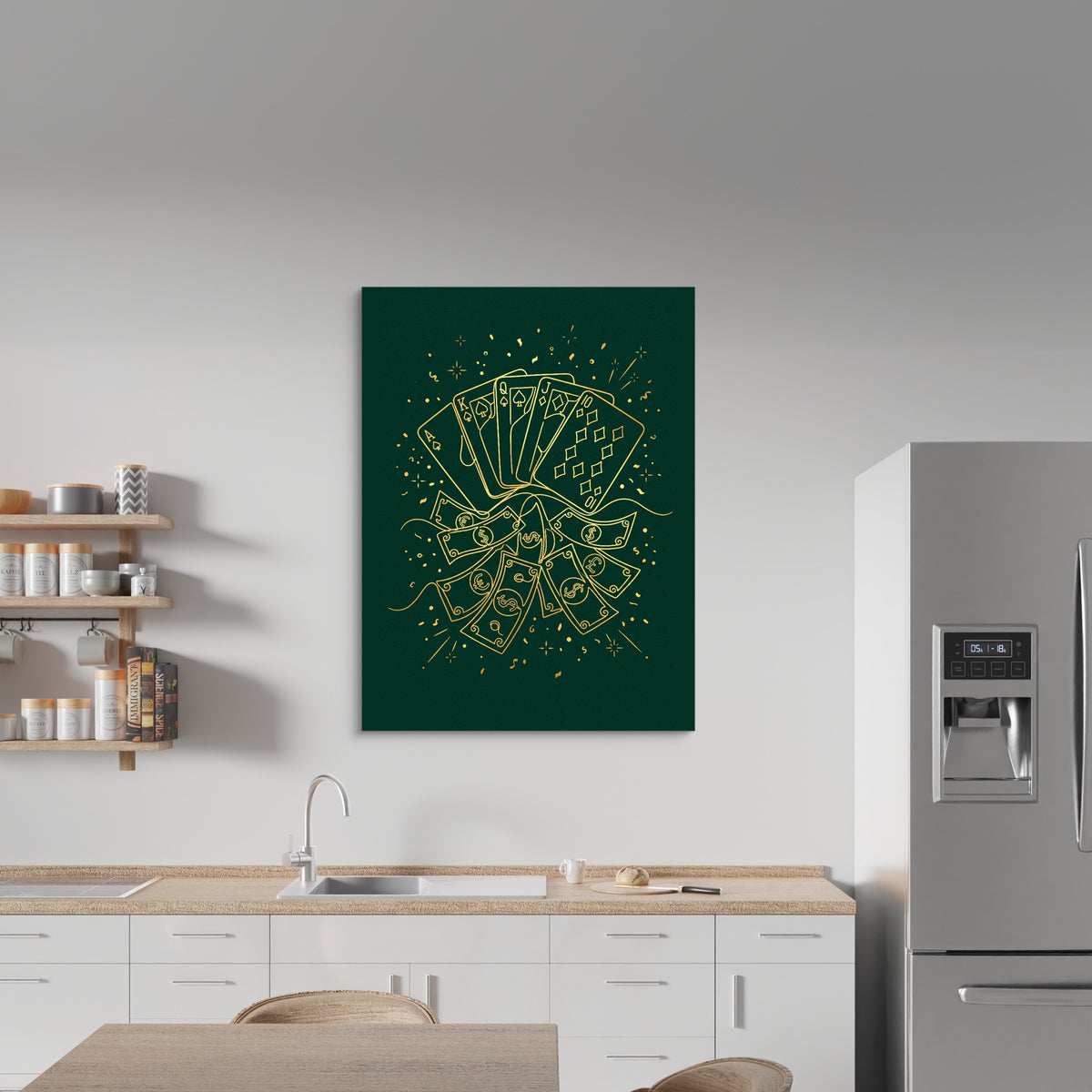 Golden Poker Riches — golden poker riches sq kitchen wall 1port flush print