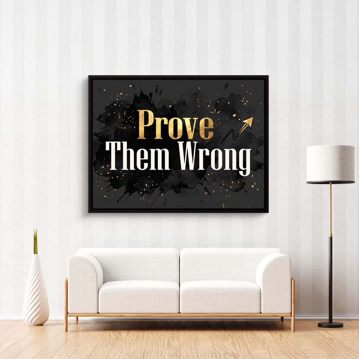 Golden Prove Wrong — golden prove wrong sq striped wall luxe 1land framed black