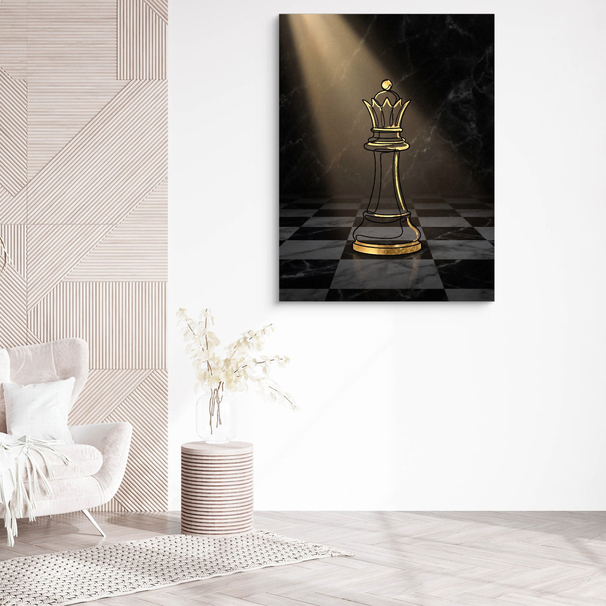 Golden Queen Spotlight — golden queen spotlight sq white chair wall 1port flush print