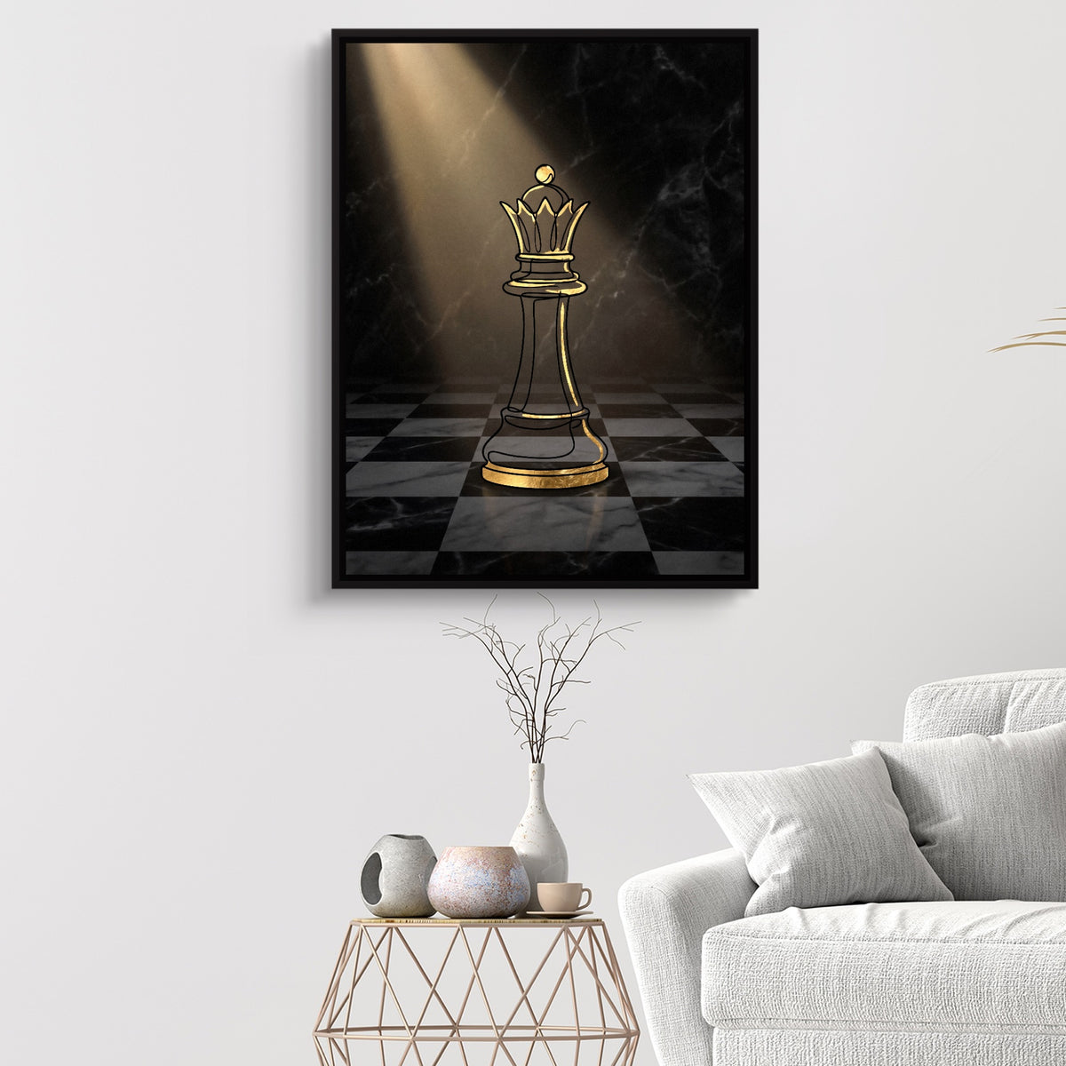 Golden Queen Spotlight — golden queen spotlight sq white walls 1port framed black