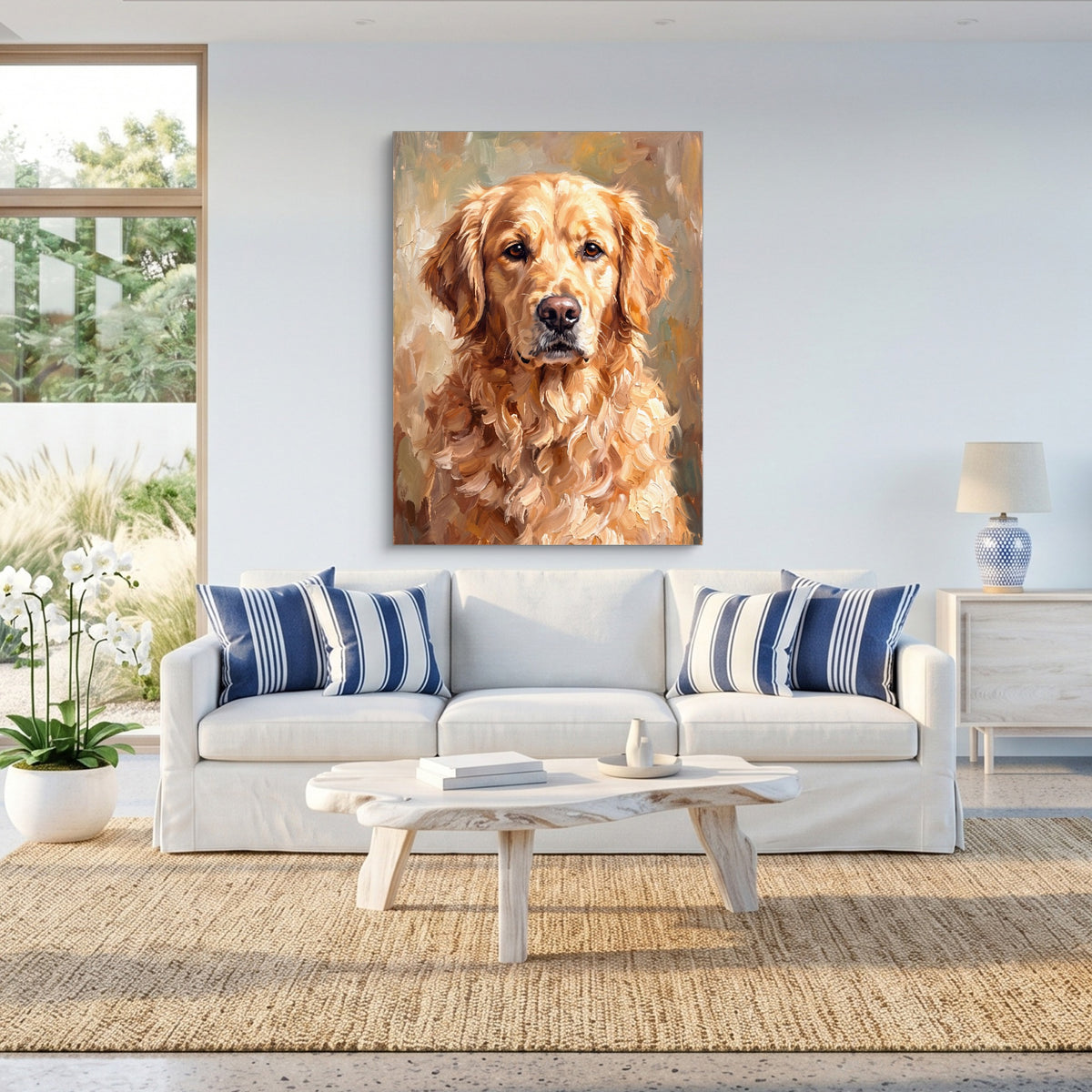 Golden Retriever Gaze — golden retriever gaze sq beach house 1port flush print