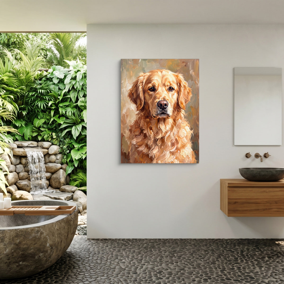 Golden Retriever Gaze — golden retriever gaze sq outdoor bathroom 1port flush print