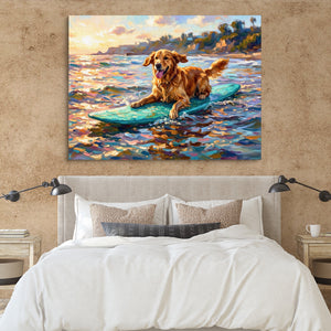 Golden Retriever Surfing — golden retriever surfing sq clay paper bedroom 1land flush print