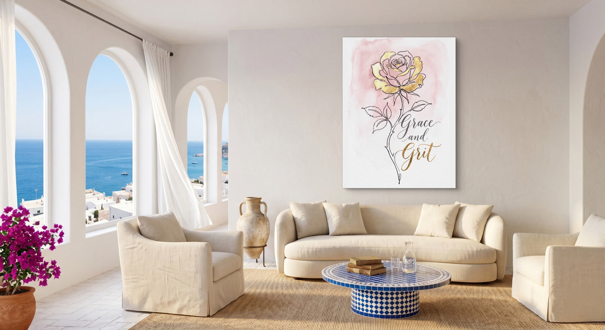 Golden Rose Grace — golden rose grace beachside couch livingroom 1port flush print