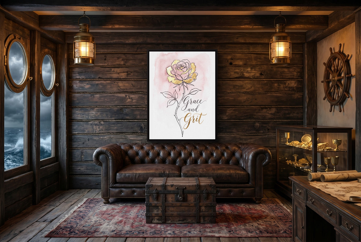Golden Rose Grace — golden rose grace small cabin interior view 1port framed black