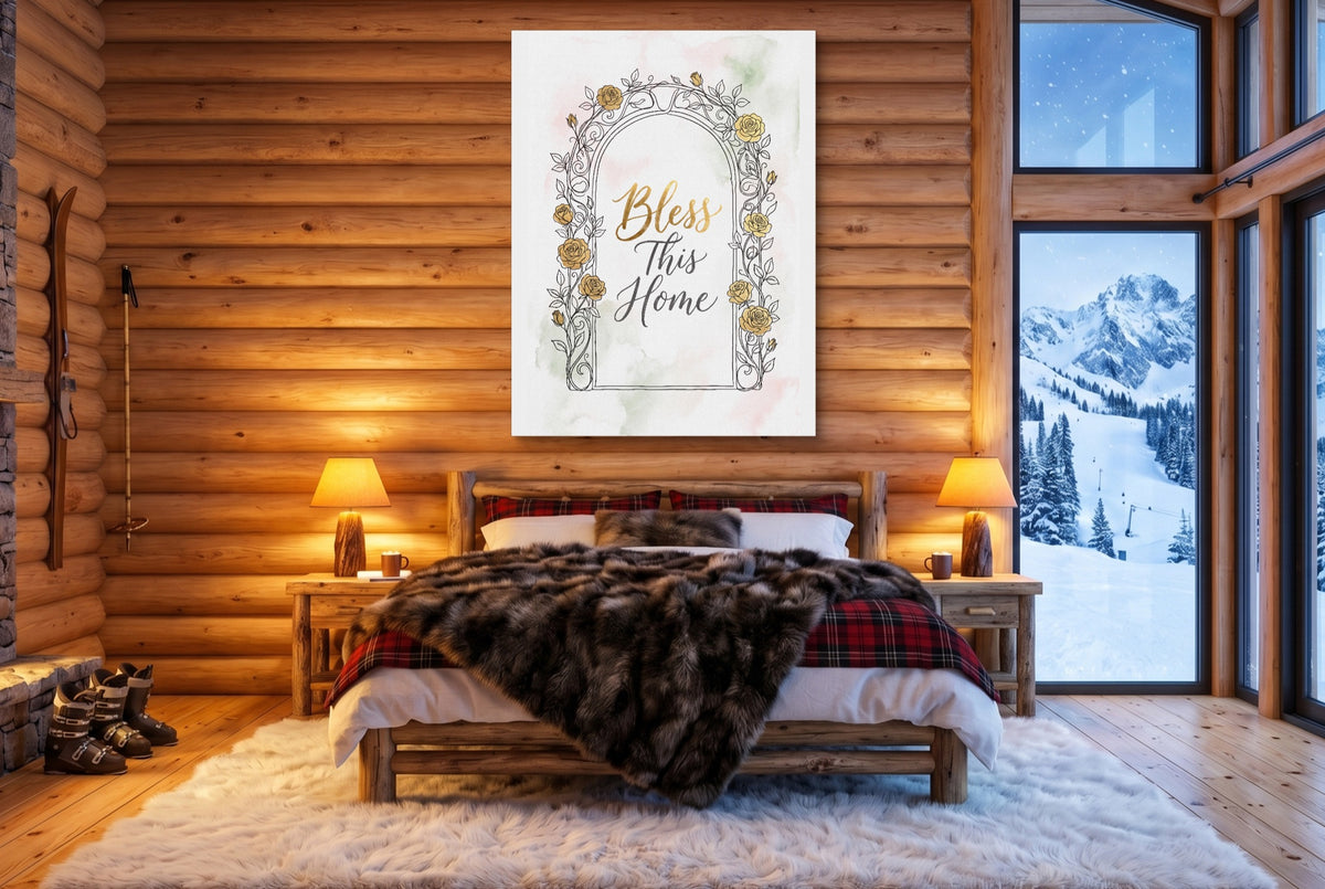 Golden Roses Archway — golden roses archway bedroom with fireplace 1port flush print