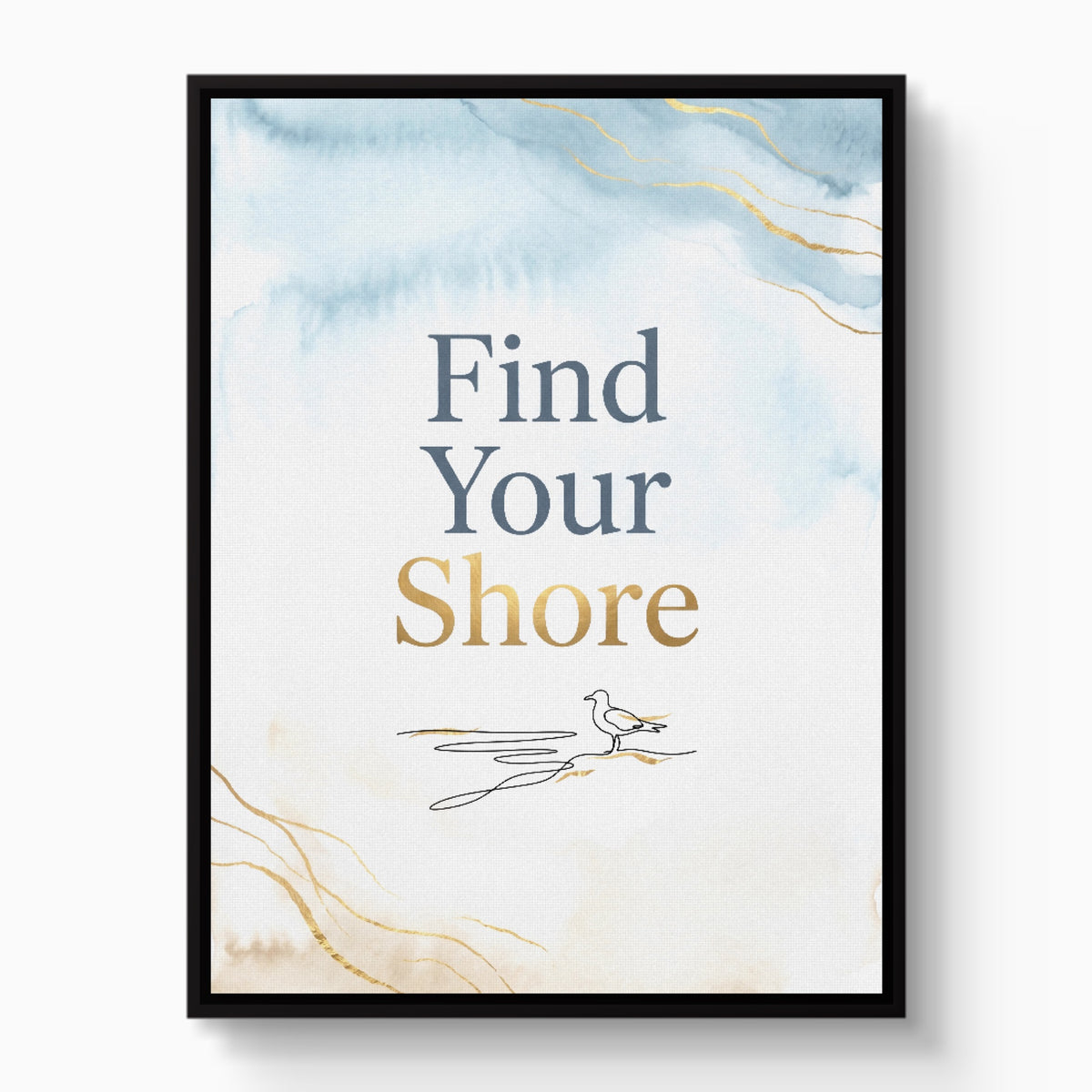 Golden Seagull Shore — golden seagull shore white studio framed black