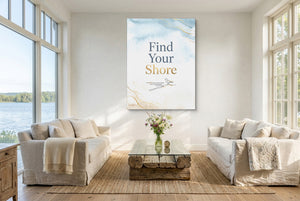 Golden Seagull Shore — golden seagull shore living room with couches 1port flush print