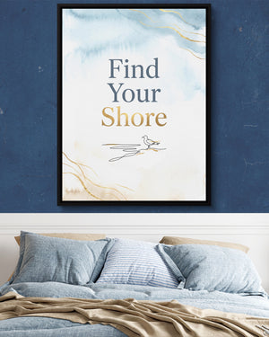 Golden Seagull Shore — golden seagull shore psd navy blue bedroom 1port framed black