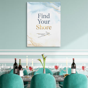 Golden Seagull Shore — golden seagull shore sq teal dining room 1port flush print