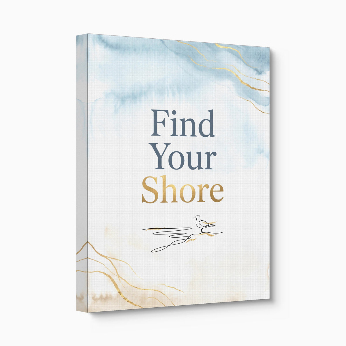 Golden Seagull Shore — golden seagull shore angled flush print