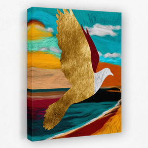 Golden Seagull Soaring — Golden Seagull Soaring Portrait   Side View   Mirror 165