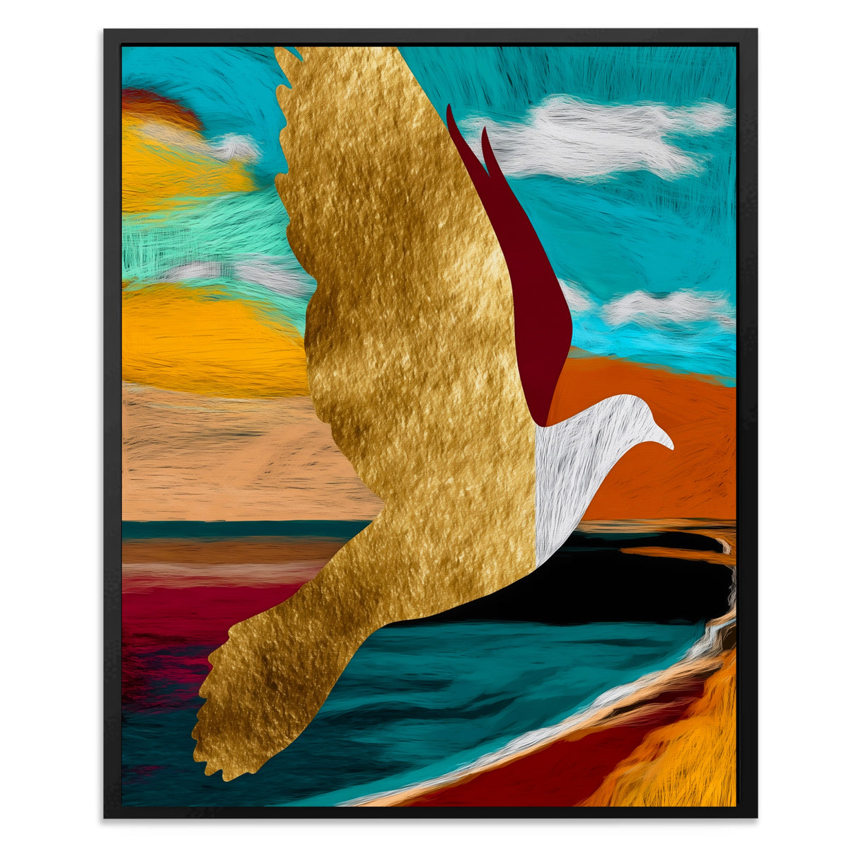 Golden Seagull Soaring — Golden Seagull Soaring Front Facing Portrait2 39