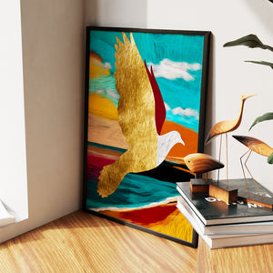 Golden Seagull Soaring — Golden Seagull Soaring New   Living Room Wall Apartment Zoom 75