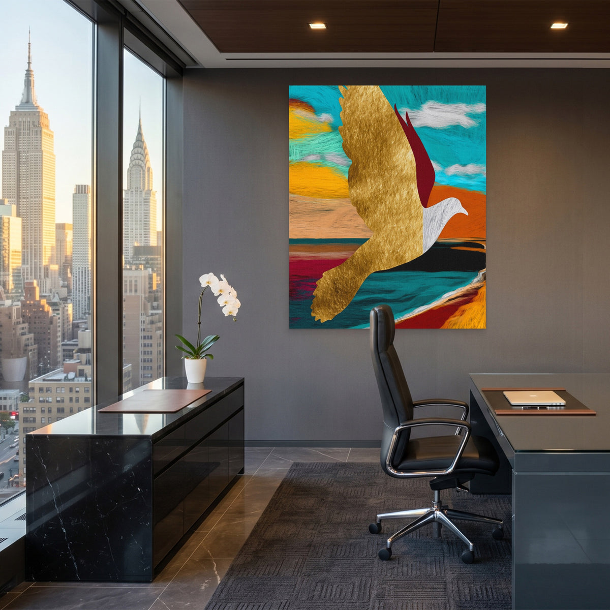 Golden Seagull Soaring — Golden Seagull Soaring Office View Port 111