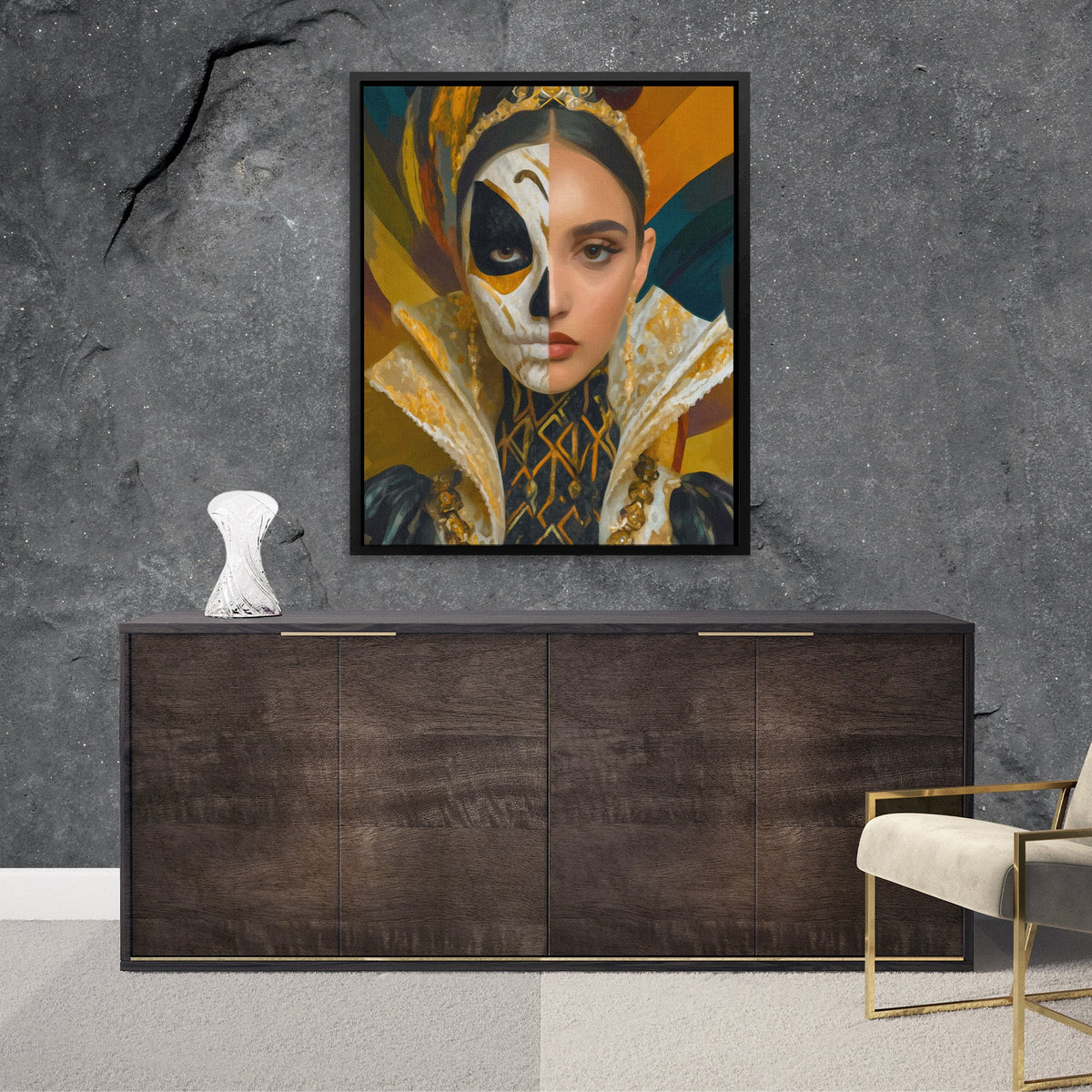 Golden Skull Crown - Luxury Wall Art