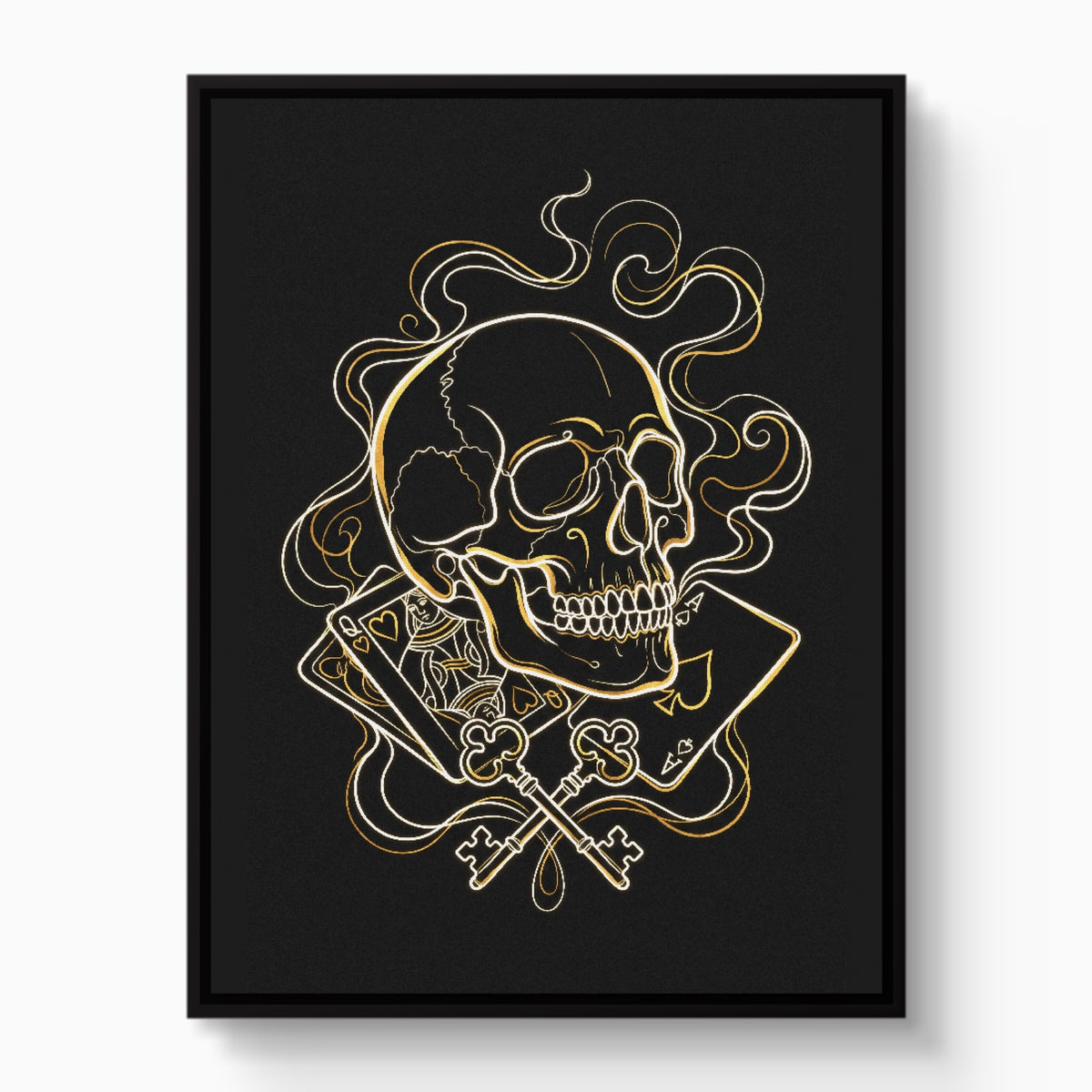 Golden Skull Vapor — golden skull vapor white studio framed black
