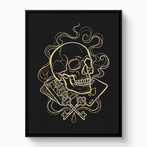Golden Skull Vapor — golden skull vapor white studio framed black