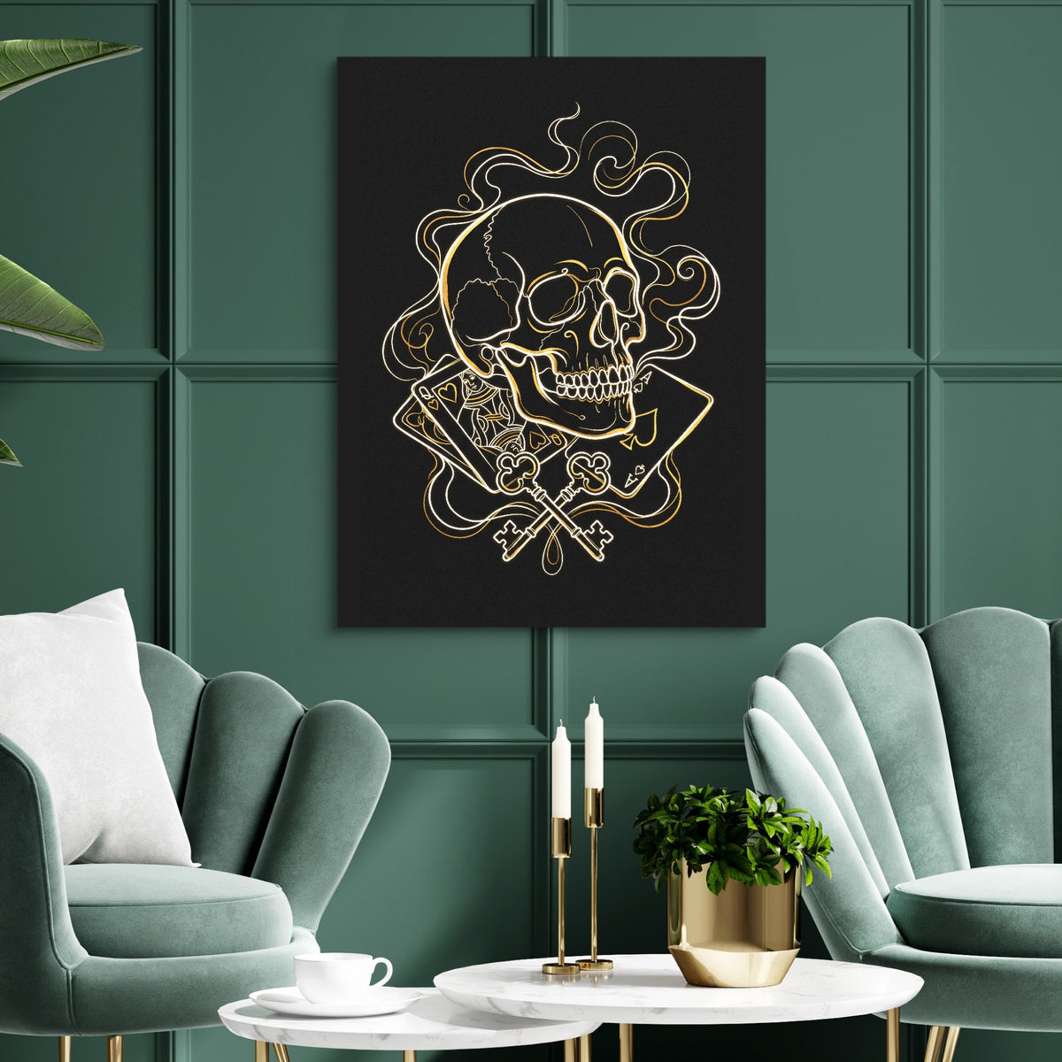 Golden Skull Vapor — golden skull vapor sq green luxury rom 1port flush print