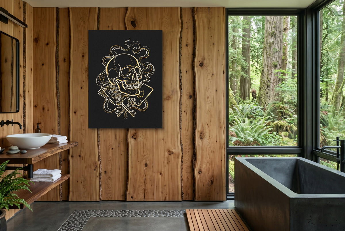 Golden Skull Vapor — golden skull vapor wooden bathroom with window 1port flush print