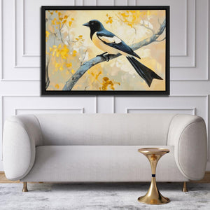 Golden Sky Magpie - Luxury Wall Art