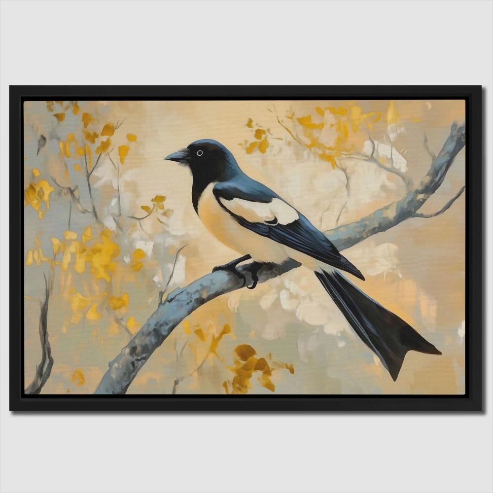 Golden Sky Magpie - Luxury Wall Art