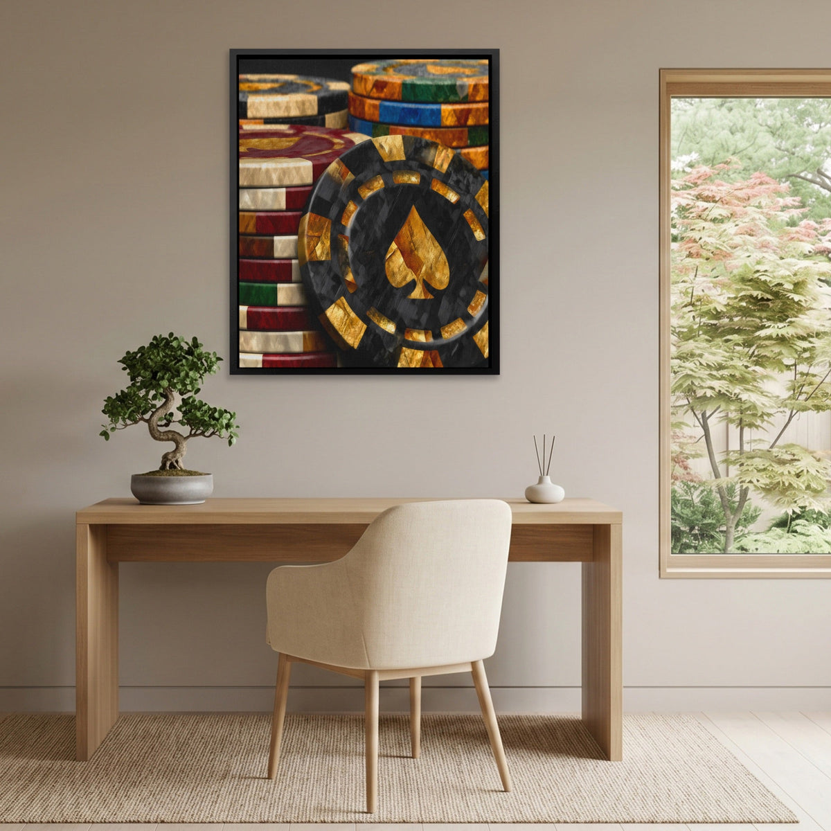 Golden Spade Wealth canvas wall art, room view