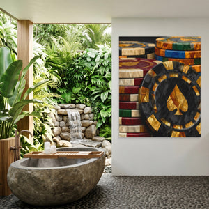 Golden Spade Wealth canvas wall art, room view