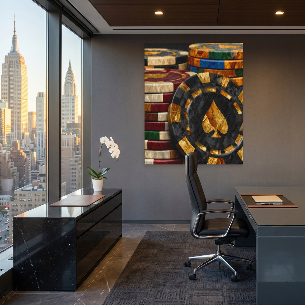 Golden Spade Wealth canvas wall art, room view