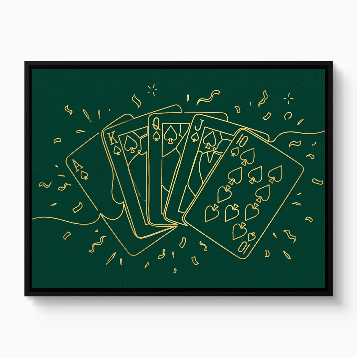 Golden Spades Flush — golden spades flush white studio framed black