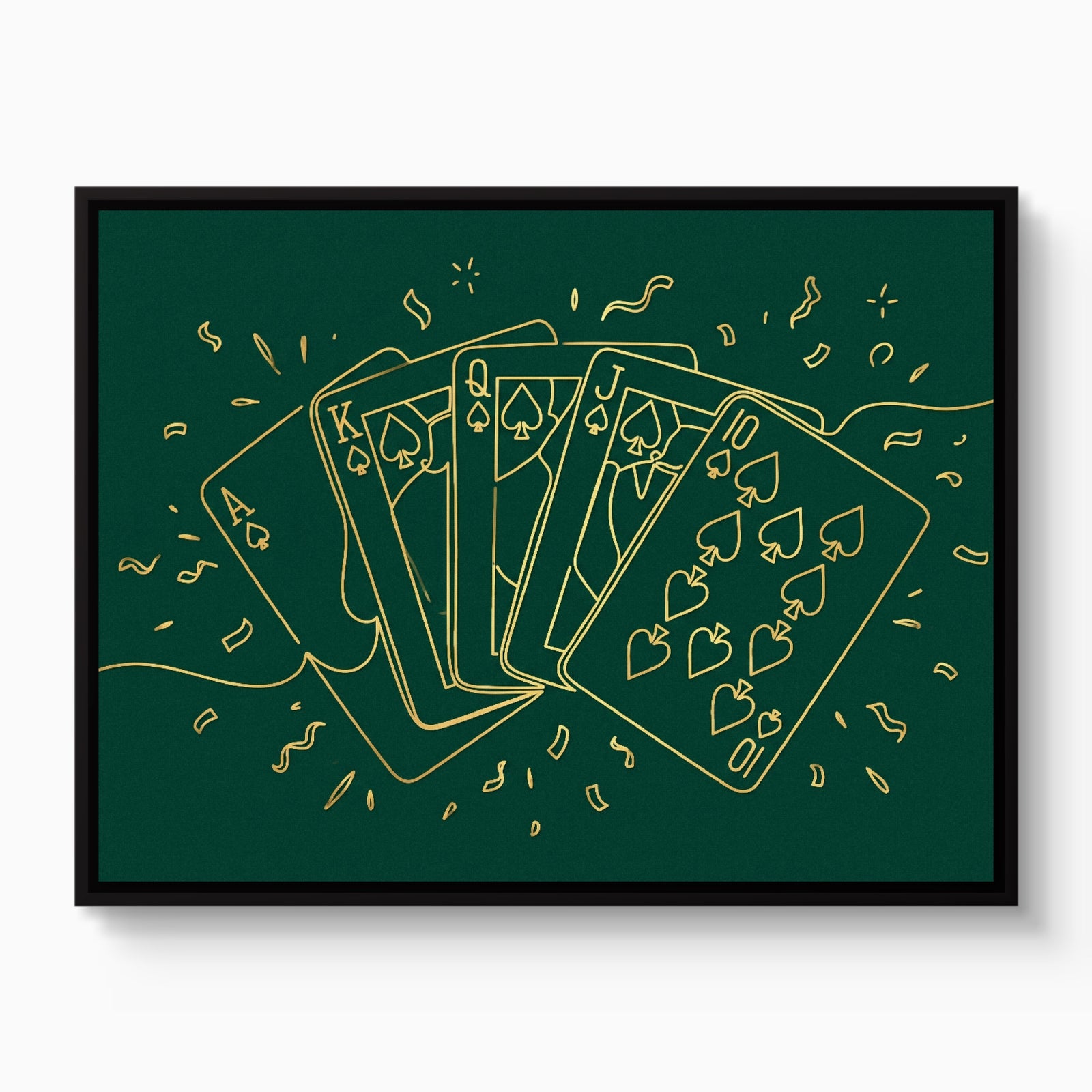 Golden Spades Flush — golden spades flush white studio framed black