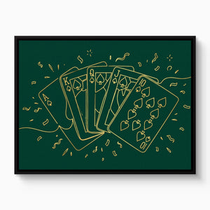 Golden Spades Flush — golden spades flush white studio framed black