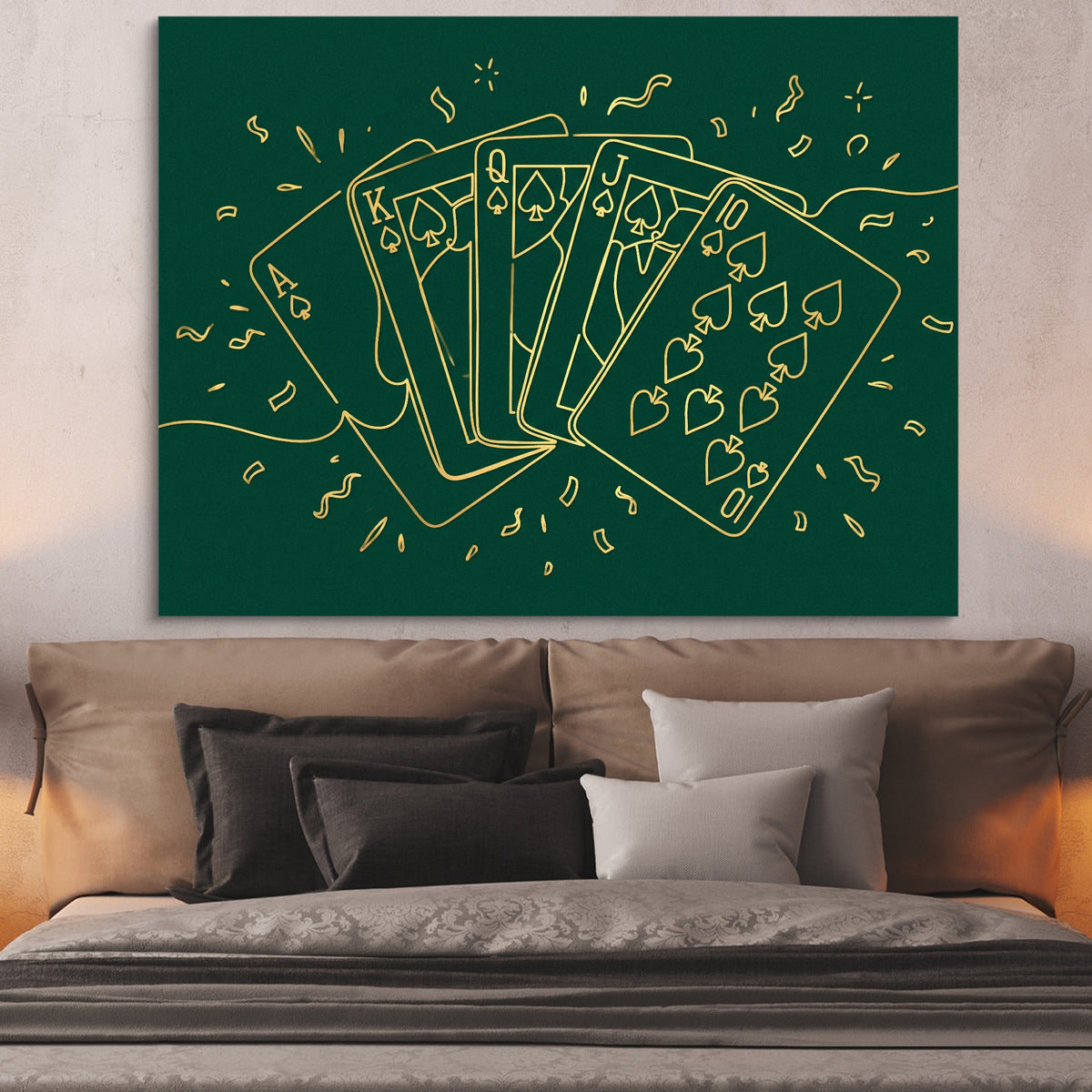 Golden Spades Flush — golden spades flush sq beige bedroom walls 1land flush print