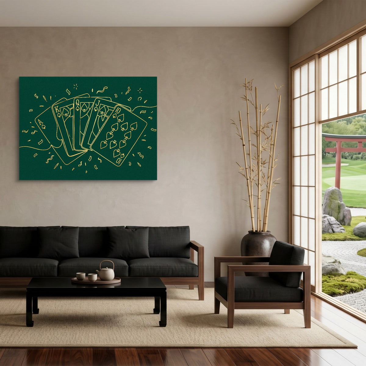 Golden Spades Flush — golden spades flush sq japanese garden 1land flush print