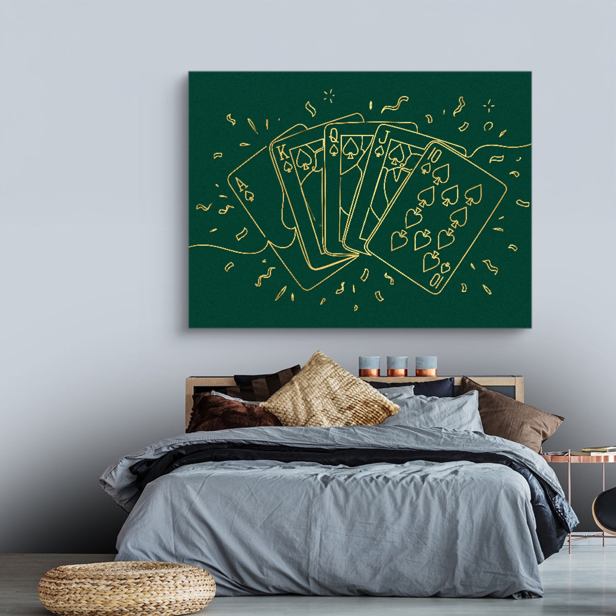 Golden Spades Flush — golden spades flush sq land comfortable bedroom 1land flush print