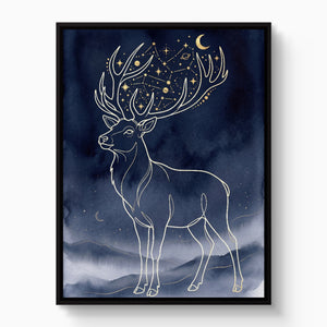 Golden Stag Constellations — golden stag constellations white studio framed black