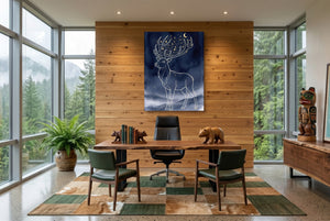 Golden Stag Constellations — golden stag constellations office with wooden desk 1port flush print