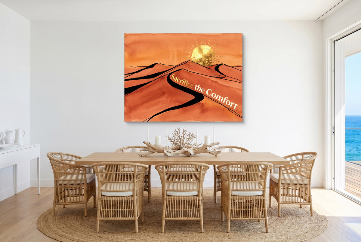 Golden Sun Dunes — golden sun dunes small dining room with ocean view 1land flush print