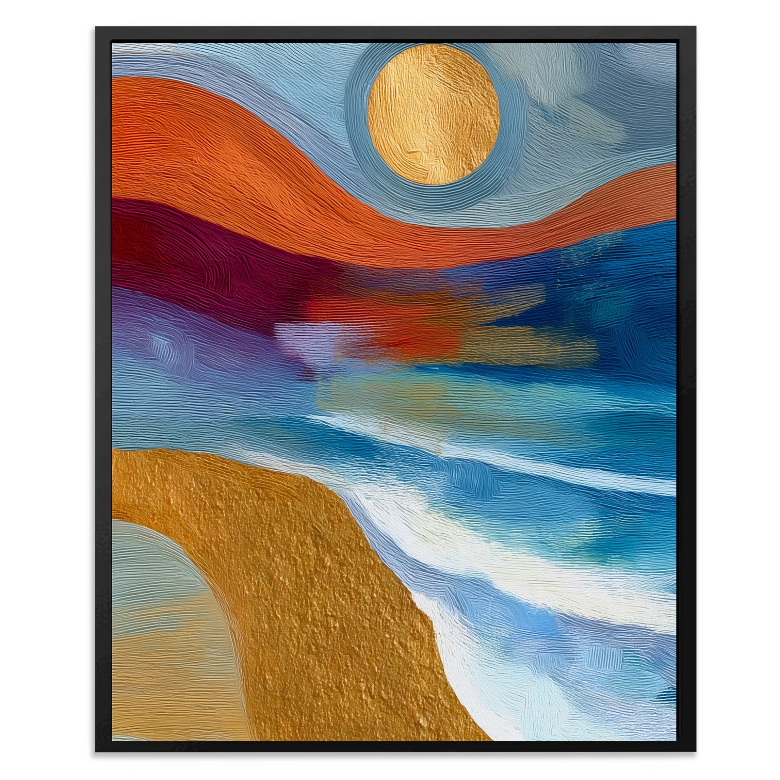 Golden Sun Seascape — Golden Sun Seascape Portrait   Side View   Mirror 179