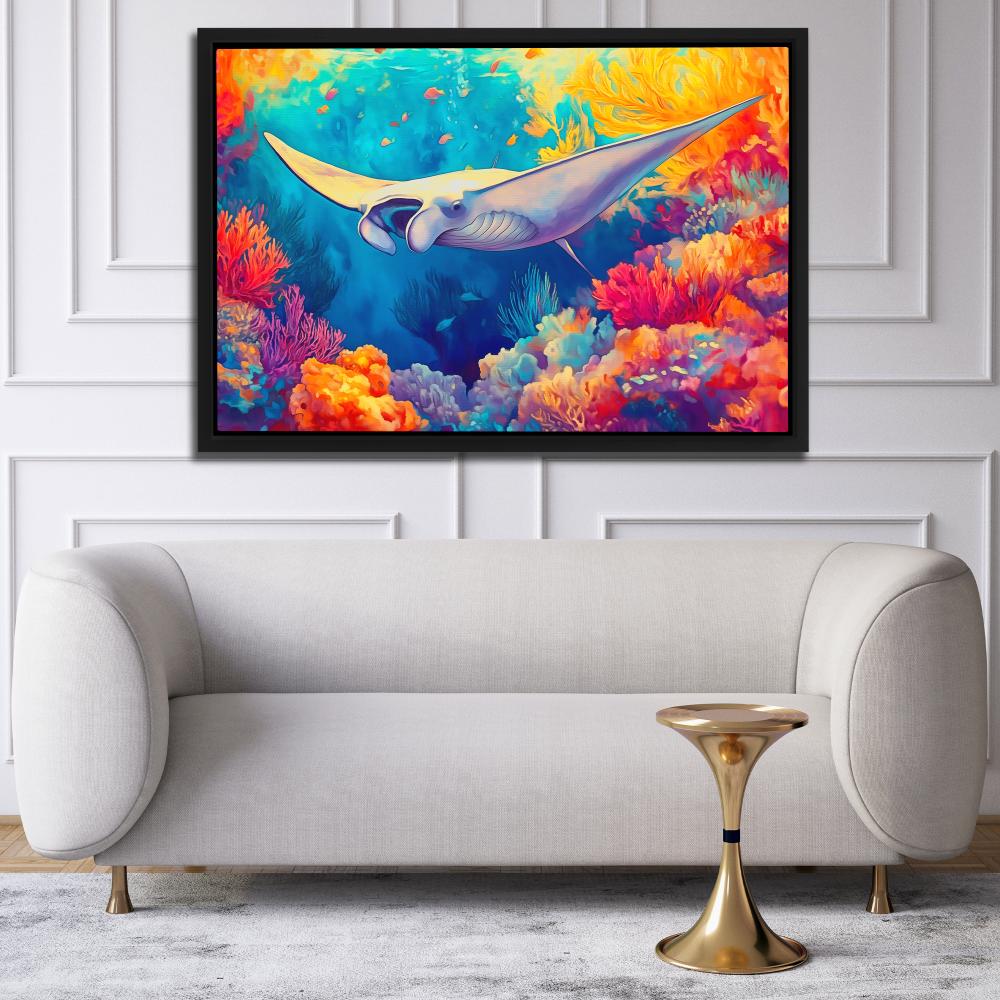 Golden Tide Manta Ray - Luxury Wall Art
