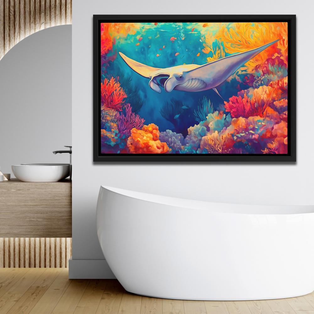 Golden Tide Manta Ray - Luxury Wall Art
