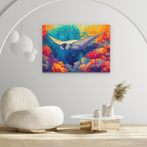 Golden Tide Manta Ray - Luxury Wall Art