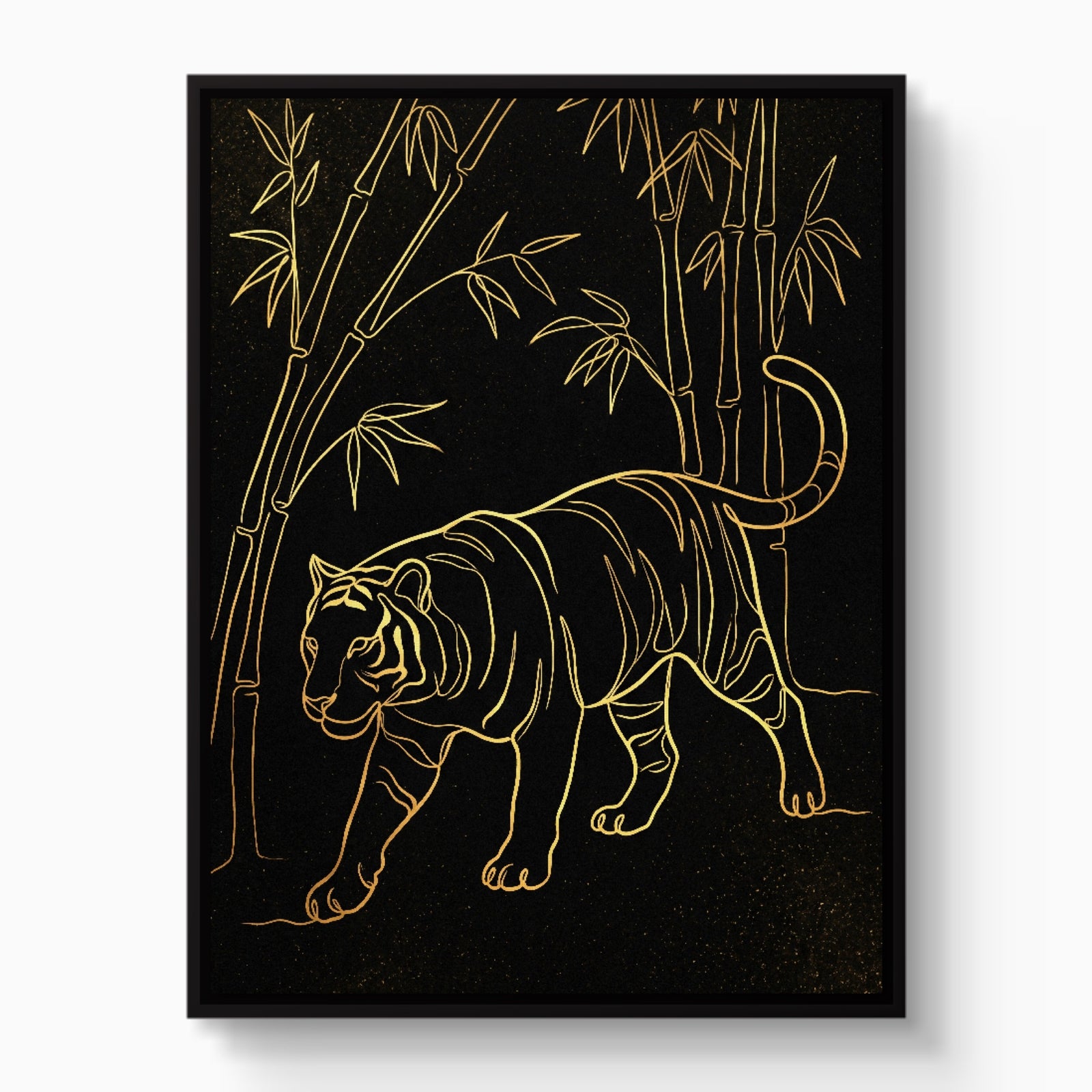 Golden Tiger Stroll — golden tiger stroll white studio framed black