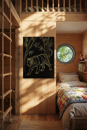 Golden Tiger Stroll — golden tiger stroll p bedroom with loft area 1port flush print