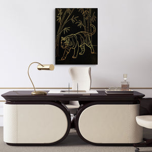 Golden Tiger Stroll — golden tiger stroll sq luxury office desk 1port flush print